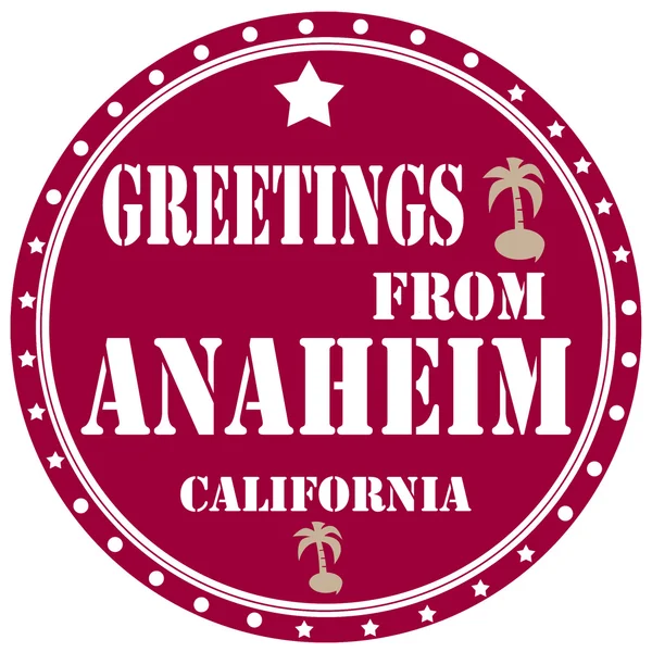 สวัสดีจาก Anaheim ป้ายกํากับ — ภาพเวกเตอร์สต็อก