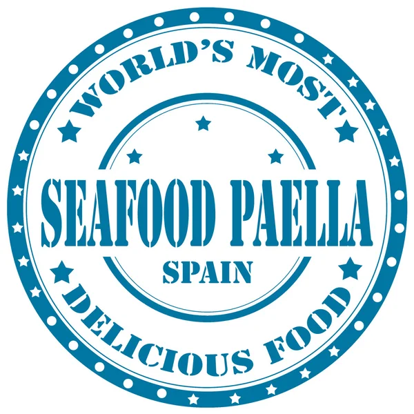 Poisson et fruits de mer Timbre Paella — Image vectorielle