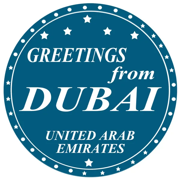 Saludos desde Dubai-label — Archivo Imágenes Vectoriales