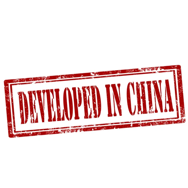 Desarrollado en China-sello — Vector de stock