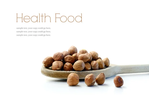 Hazelnuts & Wooden Spoon — Stock Photo, Image