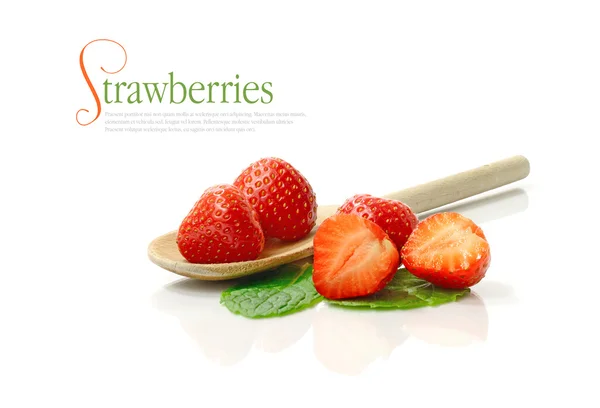 Strawberries and spoon — Stock Photo, Image