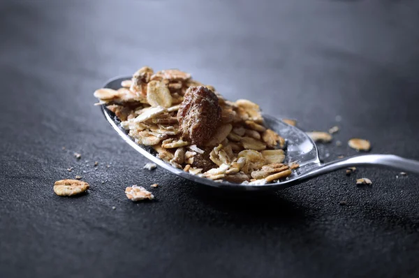 Muesli e Colher — Fotografia de Stock