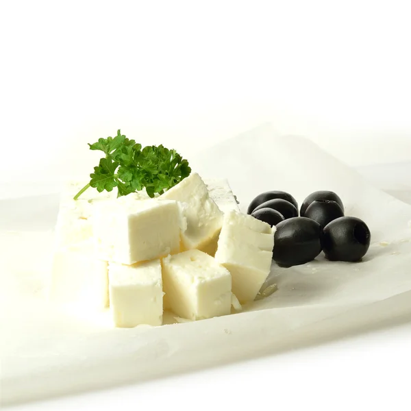 Queijo Feta e azeitonas pretas 3 — Fotografia de Stock