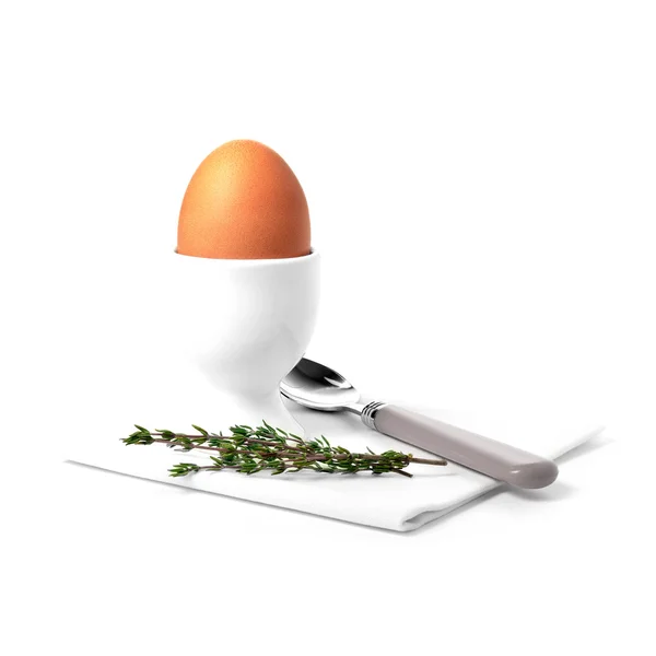 Boiled Egg with Thyme — Stock Photo, Image