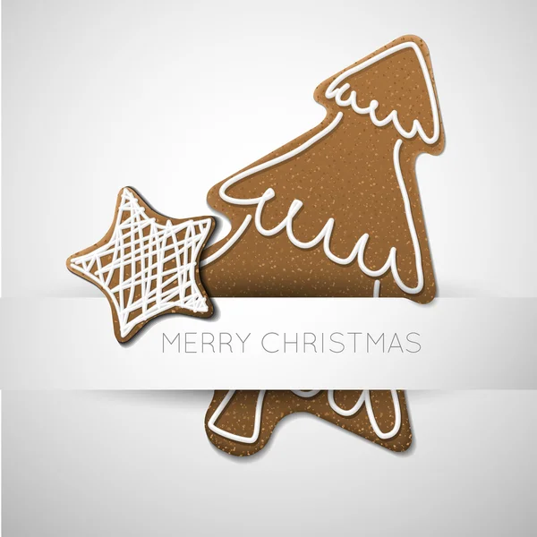 Tarjeta de Navidad Vector con pan de jengibre — Vector de stock