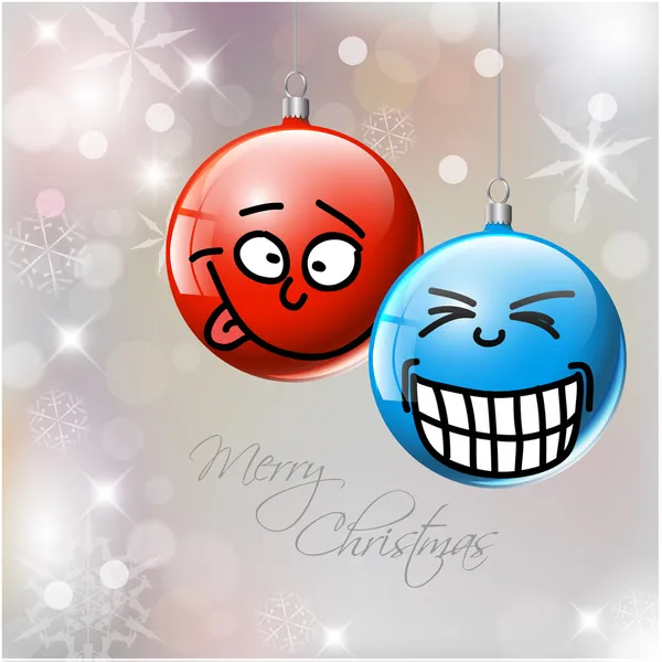 Engraçado Vector Natal bugigangas com rostos —  Vetores de Stock