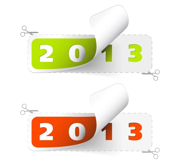 矢量 2012年-2013 年新的一年贴纸 — 图库矢量图片
