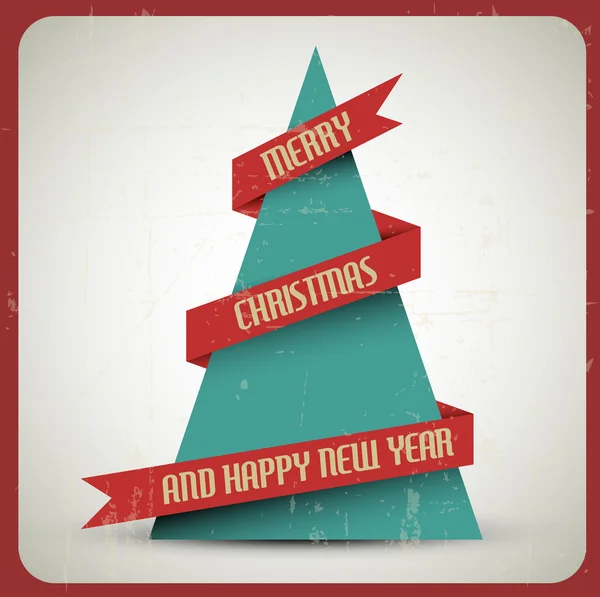 Vintage Retro Vector Grunge Weihnachtsbaum — Stockvektor