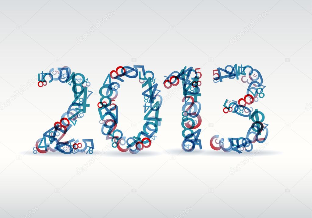 Vector blue New Year card 2013 made from numbers