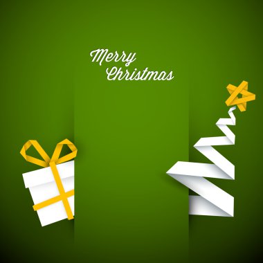 basit vektör yeşil Noel kartı çizim