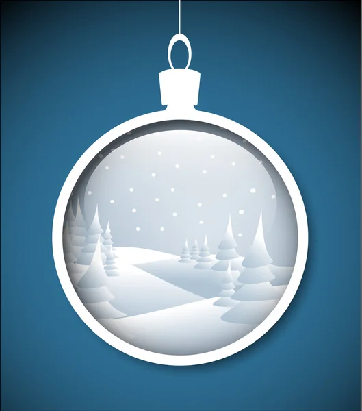 Bola de Navidad vectorial con paisaje nevado — Vector de stock