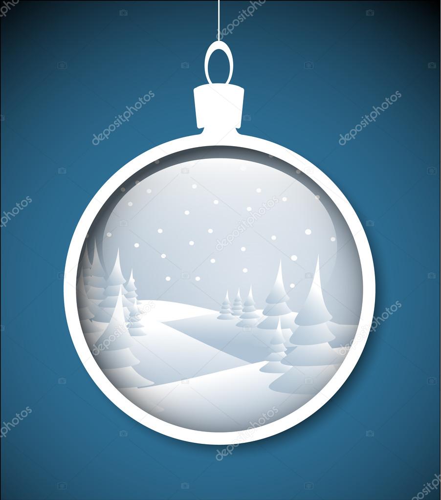 Vector Christmas bauble with snowy landscape