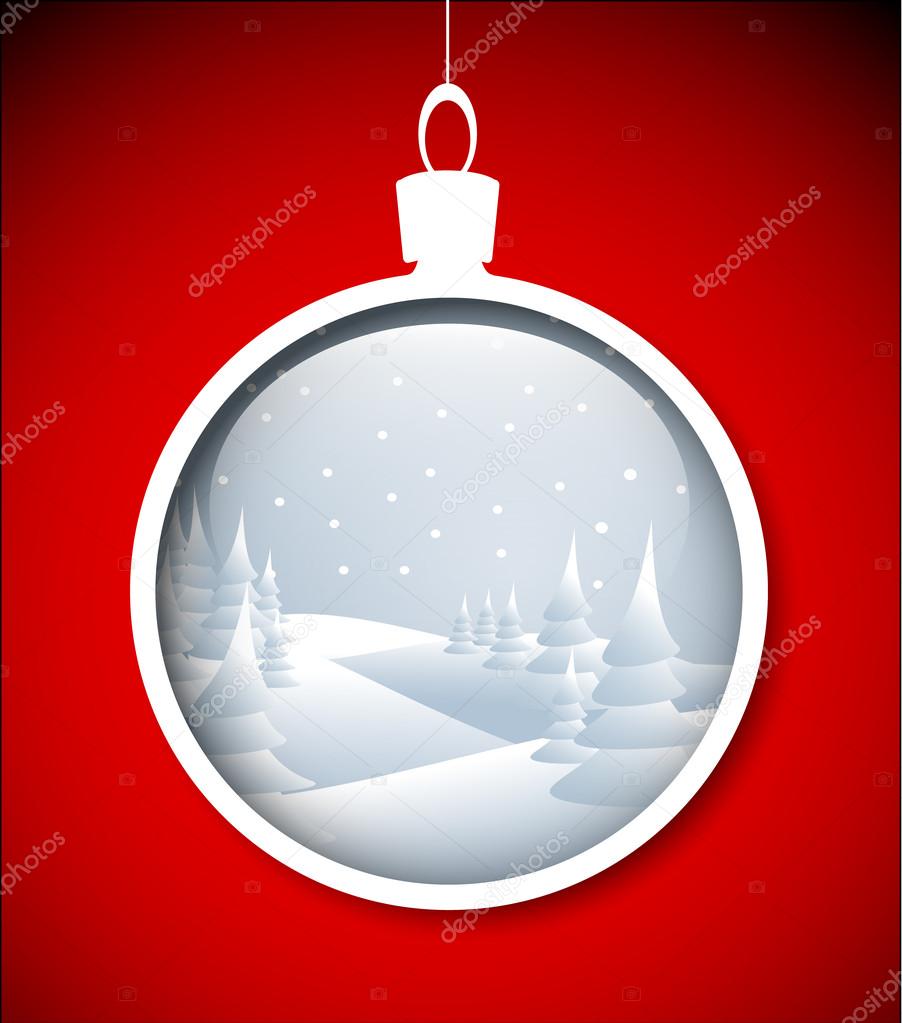 Vector Christmas bauble with snowy landscape