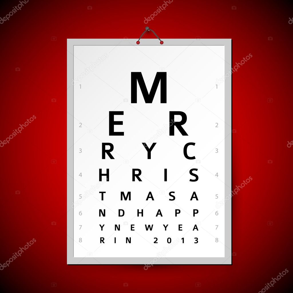 Vector Christmas eye test chart as xmas card
