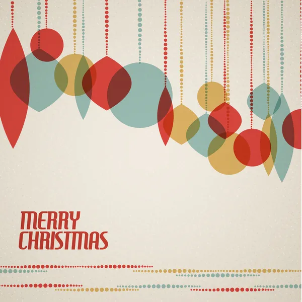 Tarjeta de Navidad retro con decoraciones navideñas — Vector de stock