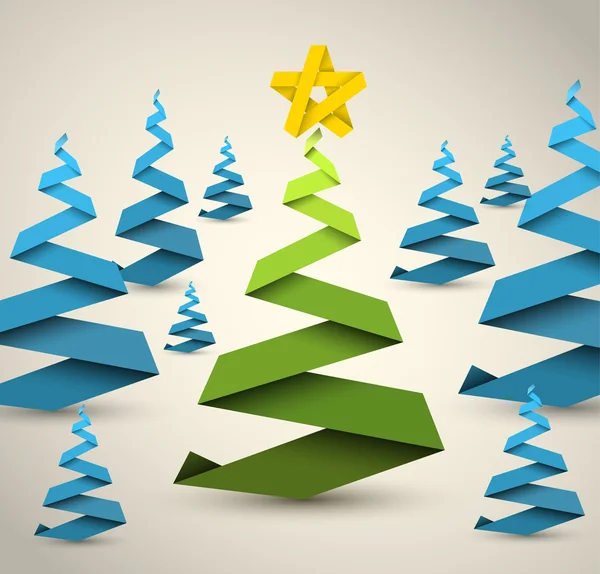 Papel vetorial simples árvores de Natal — Vetor de Stock