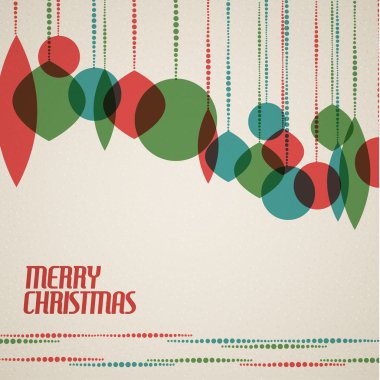 Retro Noel kartı ile Noel süsleri