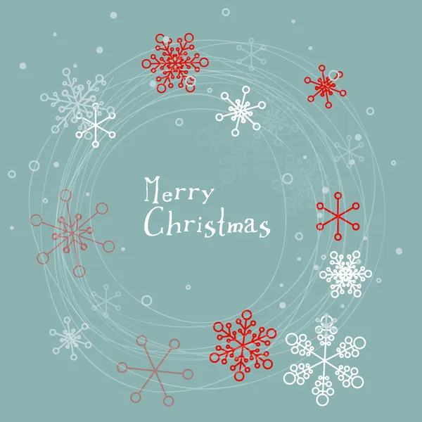 Carte de Noël simple rétro avec flocons de neige — Image vectorielle