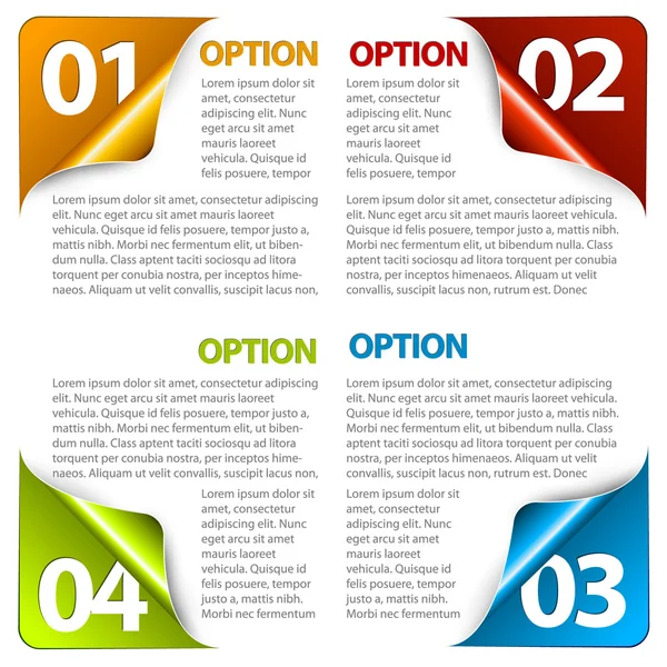 Jeu d'autocollants d'option d'échantillon vectoriel coloré — Image vectorielle