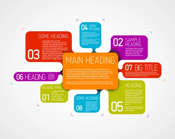 Plantilla de diagrama vectorial con varias burbujas descriptivas — Vector de stock