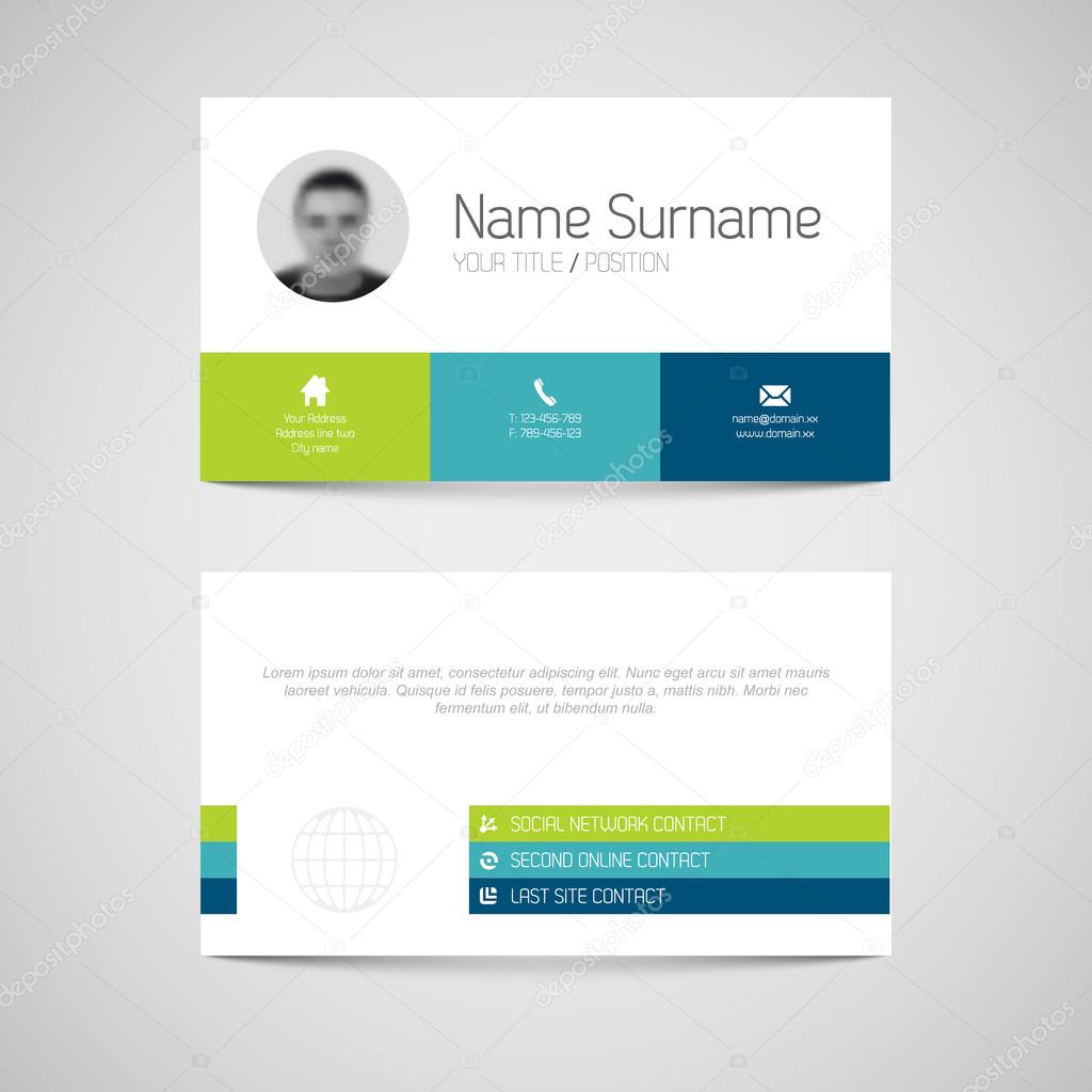 Modern business card template with flat user interface