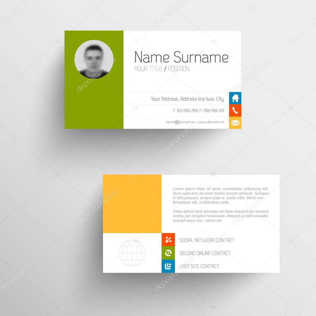 Modern simple light business card template with flat user interface