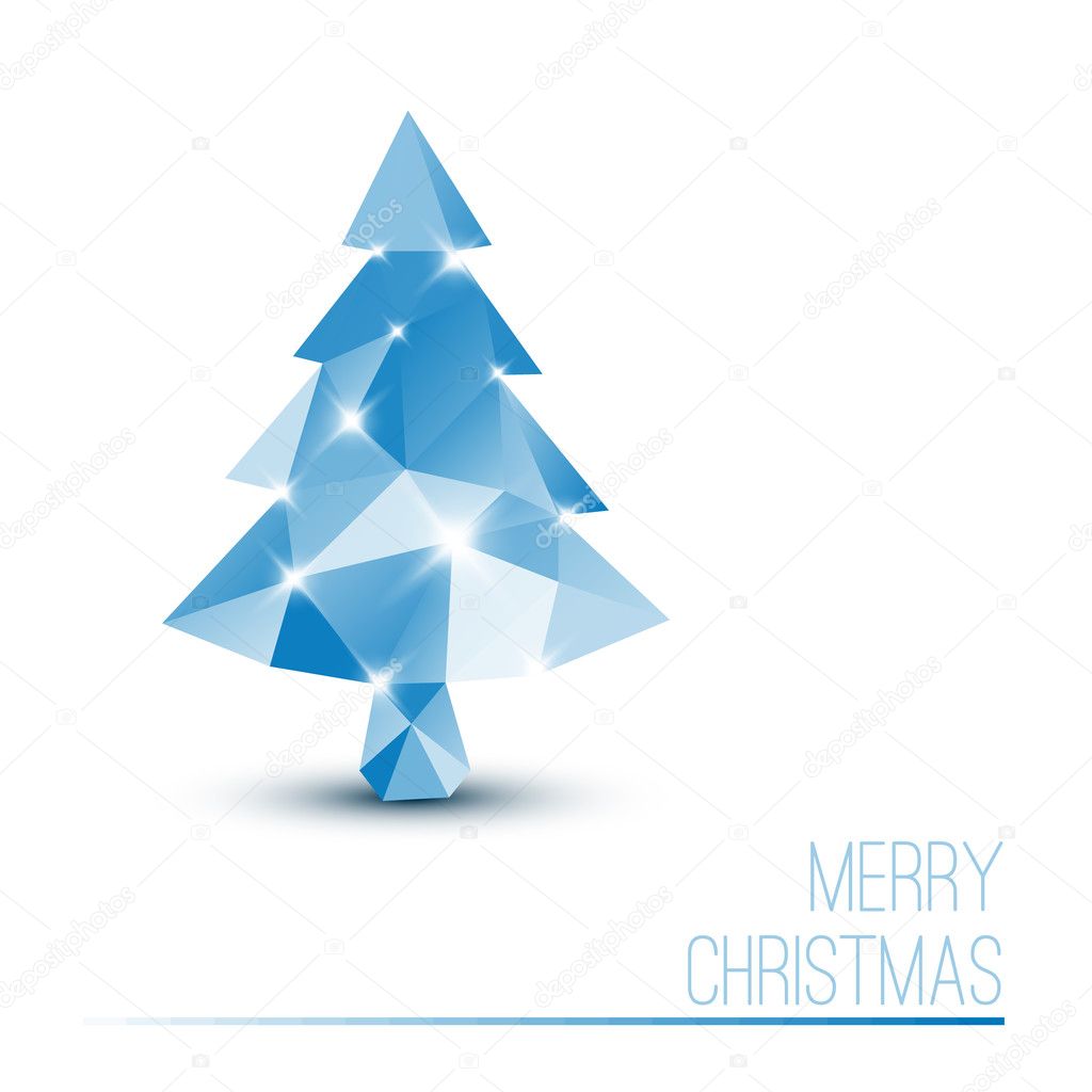 Card with abstract blue christmas tree