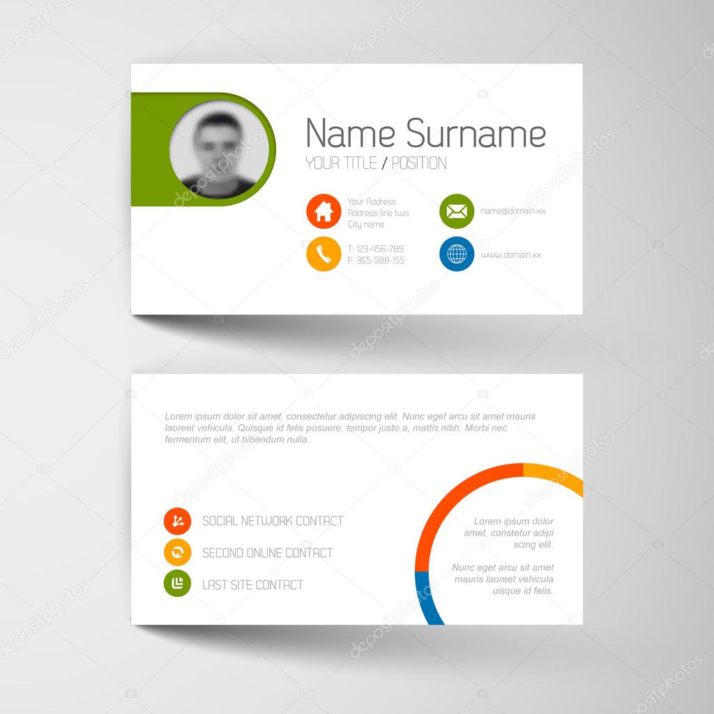 Business card template with flat user interface