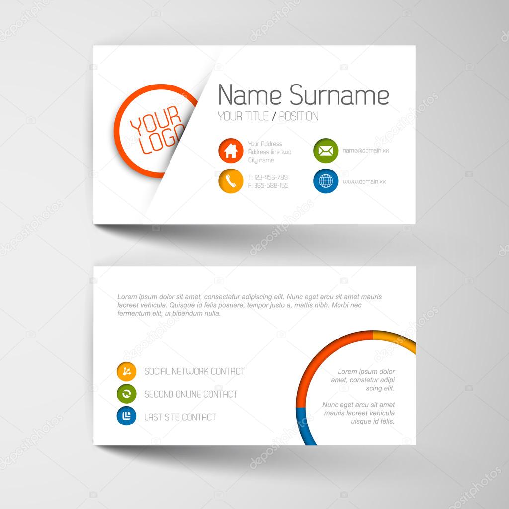 Business card template with flat user interface