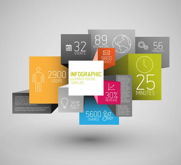 Vektor abstrakte Quadrate und Würfel Hintergrund Illustration Infografik Vorlage — Stockvektor