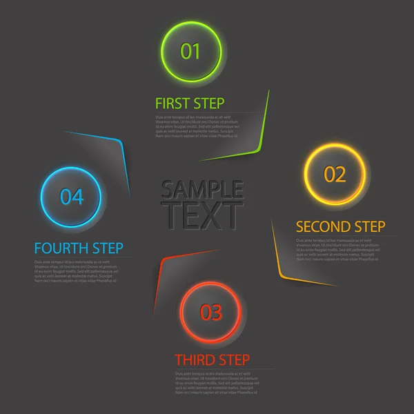 Flat vector progress icons for four steps — Stock Vector