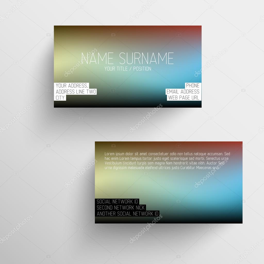 Modern business card template with blurred background