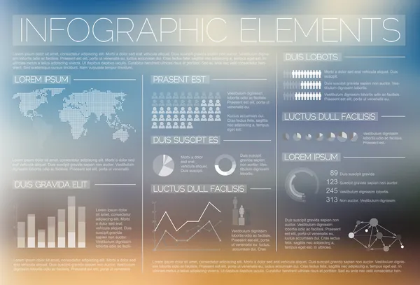 Conjunto vetorial transparente de elementos infográficos — Vetor de Stock