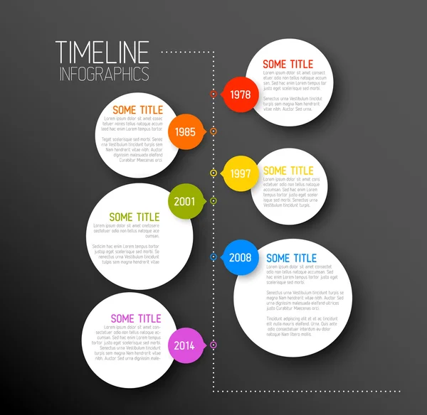 Infographic donkere tijdlijn rapportsjabloon — Stockvector