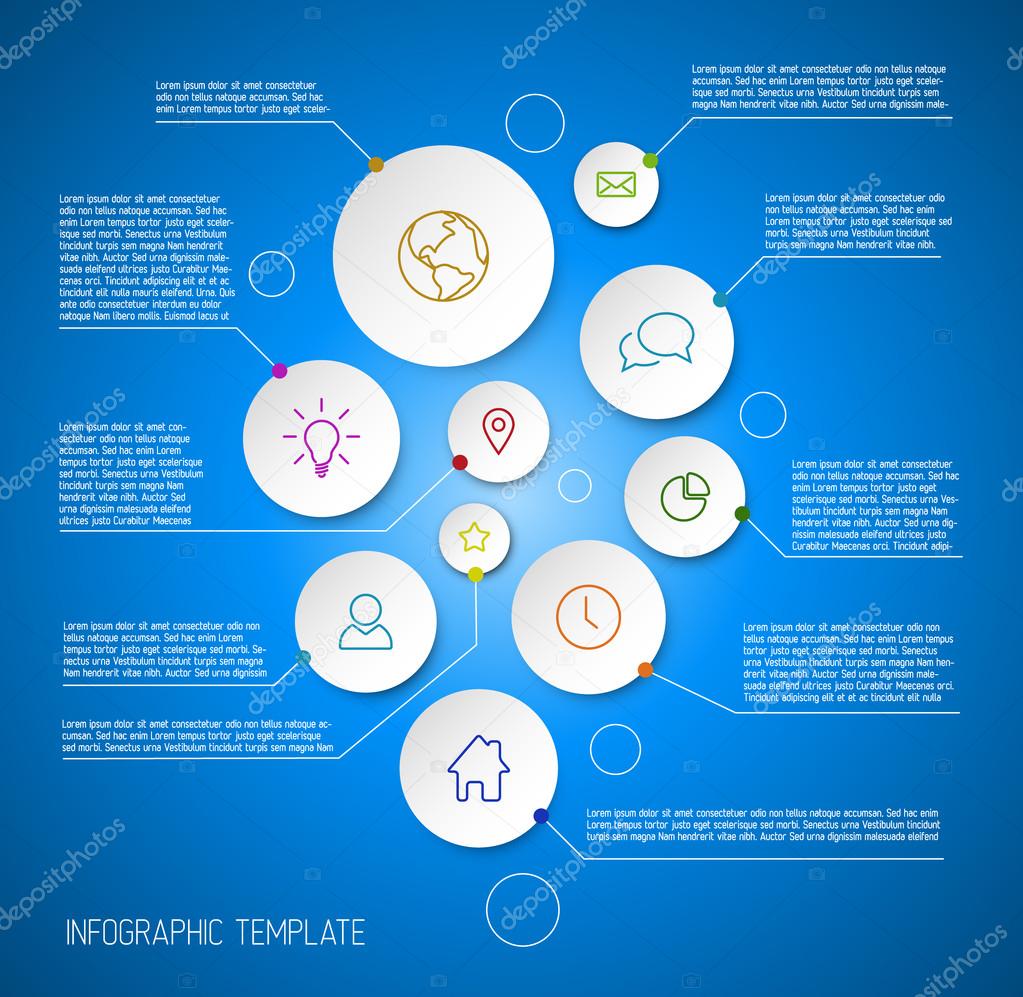 Infographic blue report poster with circles