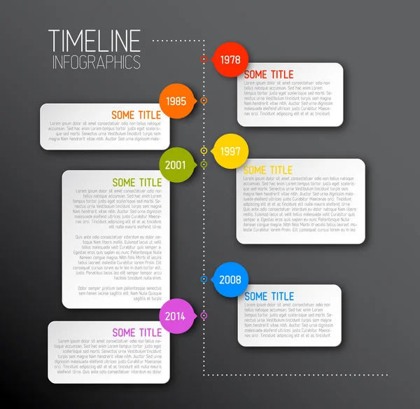 Modelo de relatório de linha do tempo infográfico escuro — Vetor de Stock