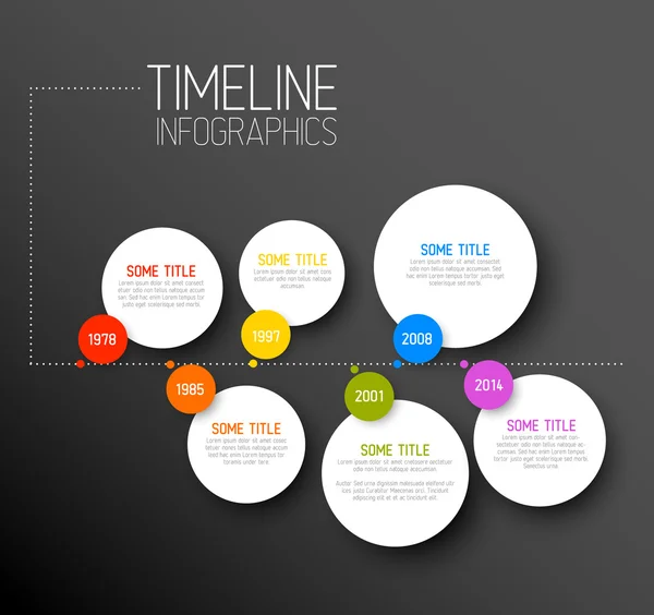 Modèle de rapport horizontal de chronologie sombre infographique — Image vectorielle