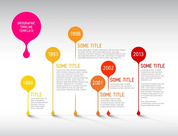 Infographic πρότυπο έκθεσης λωρίδα χρόνου με φυσαλίδες — Διανυσματικό Αρχείο