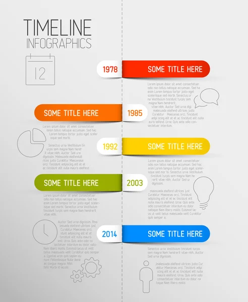 Infographic tijdlijn rapportsjabloon met afgeronde labels — Stockvector