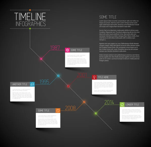 Infographic donkere diagonale tijdlijn rapportsjabloon — Stockvector