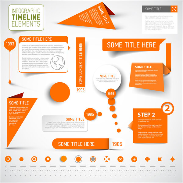 Orange infographic timeline elements