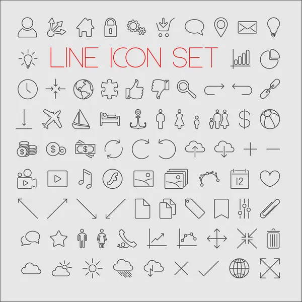 Conjunto de iconos de línea fina moderna grande — Vector de stock