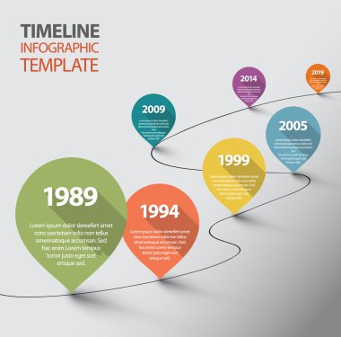 Infographic zaman çizelgesi şablonu işaretçilerle