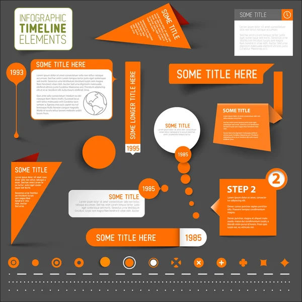 Elementos de la línea de tiempo de la infografía naranja — Archivo Imágenes Vectoriales