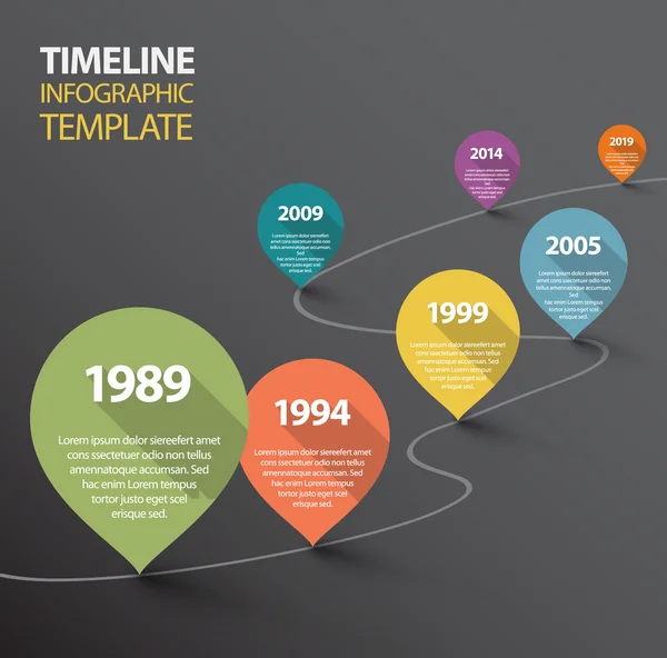 Modèle de chronologie sombre infographique — Image vectorielle