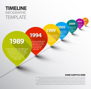 Infographic zaman çizelgesi şablonu işaretçilerle