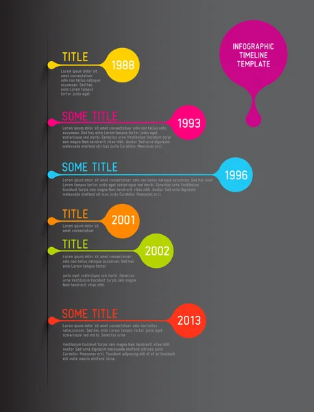 Kabarcıkları ile renkli Infographic zaman çizelgesi raporu şablonu — Stok Vektör