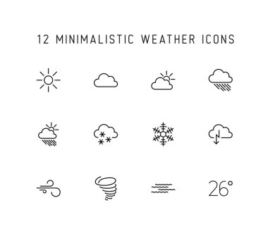 weather thin line icon set