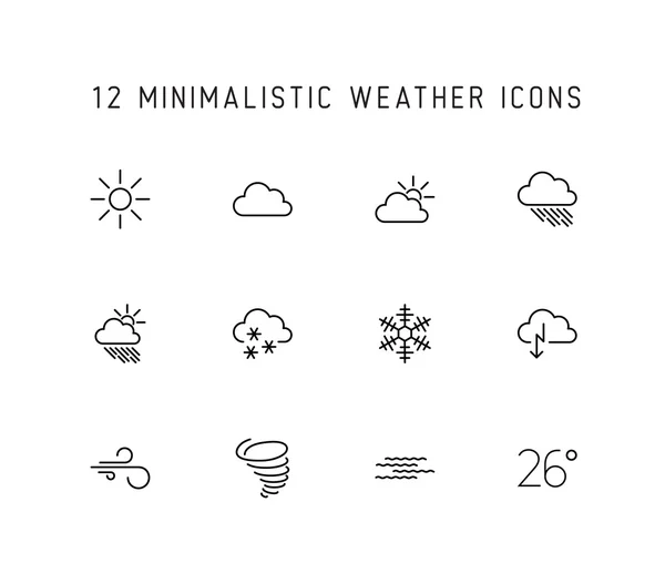Weather thin line icon set — Stock Vector
